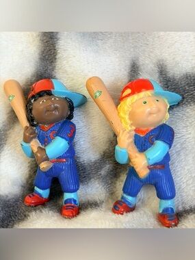 1984 VTG Cabbage Patch Kids "Baseball Player" 2.5” PVC Mini Figurines (Lot of 2)